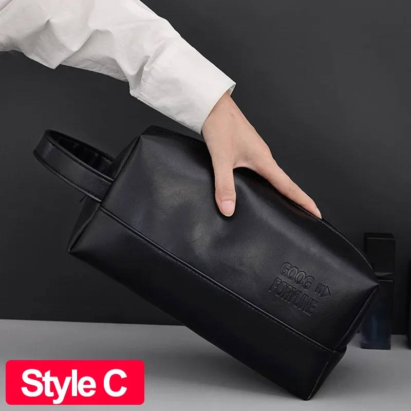 trousse de toilette imperméable en cuir pu pour hommes et femmes, voyage d'affaires, salle de bain, outils de rasage, pochette de rangement, sac à cosmétiques, sac de besoin pour femmes