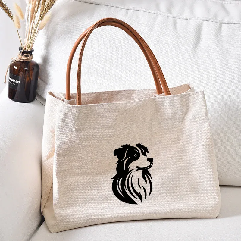 sac fourre-tout en toile pour femme, sac de travail, sac de plage, sac à provisions, cadeau pour les amoureux des chiens, mode pour femme, imprimé chien teckel