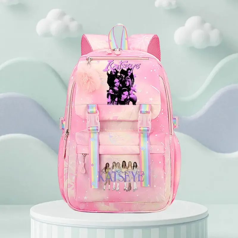 sac d'école katseye print, sac d'école pour élèves du primaire, sac à dos de voyage en plein air, sac à dos tendance pour filles, sac à dos pour enfants.