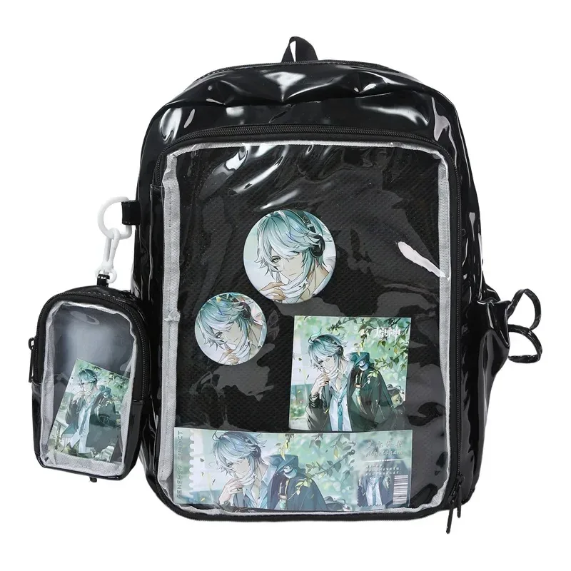 nouveau grande capacité pu étudiants bricolage anime badge ulzzang ita sacs y2k esthétique femmes sacs à dos individualité mochilas para mujer