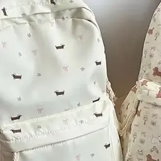 mignon imprimé chiot teckel collège style sac à dos étudiant cartable portable grande capacité sac de voyage girly sac cadeau d'anniversaire