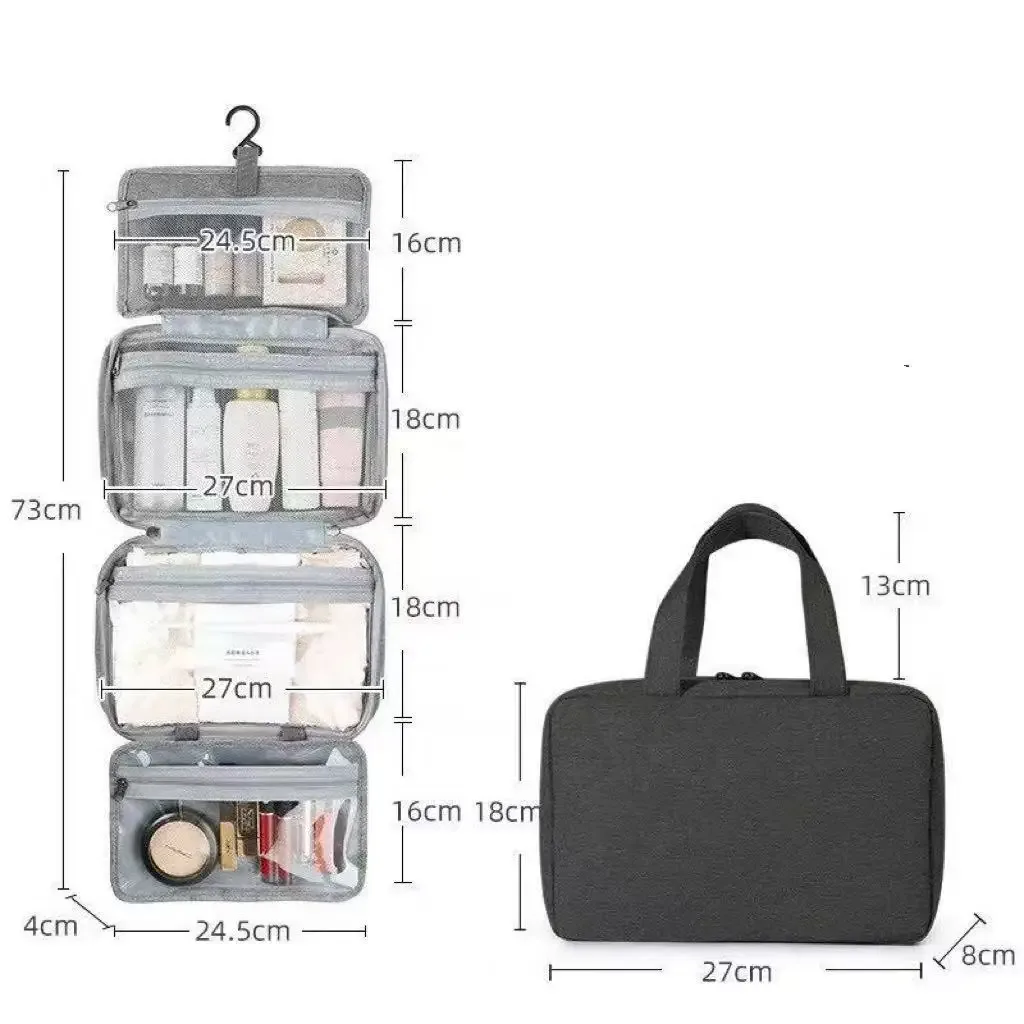 grande trousse de toilette suspendue avec crochet, étanche, pliable, sac de voyage, organiseur de maquillage, de rasoirs et de cosmétiques, accessoires de salle de bain