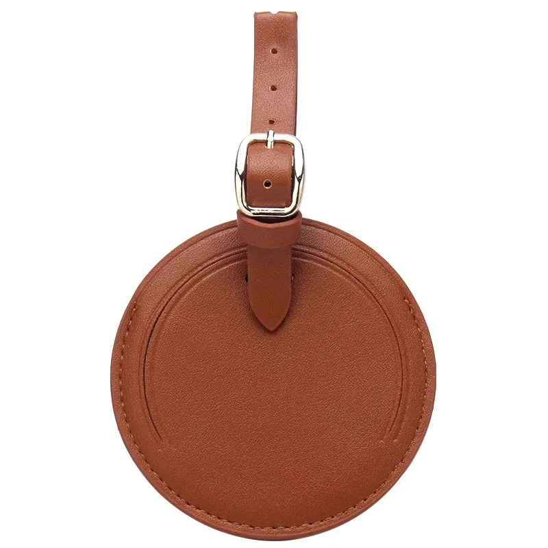 étiquette de bagage à initiales personnalisées, étiquette de bagage ronde de voyage d'affaires, étiquette de valise à rabat en cuir pu personnalisée, cadeau de mariage