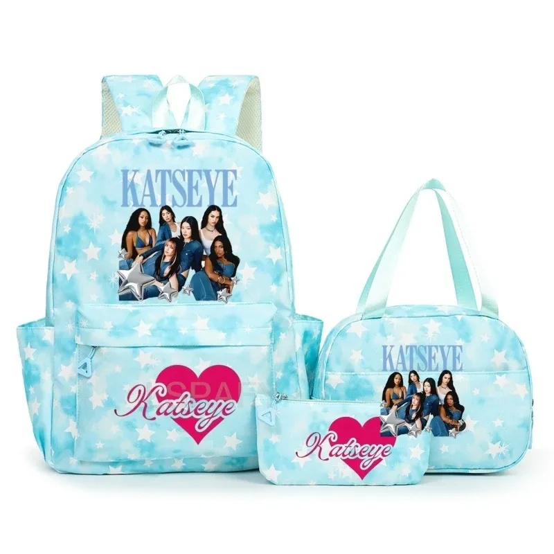 sac à dos amusant katseye pour adolescents, sac de voyage à double bandoulière, sac à crayons, sac à déjeuner, sac à livres décontracté pour étudiants, sac d'école pour filles, grande capacité, mochila