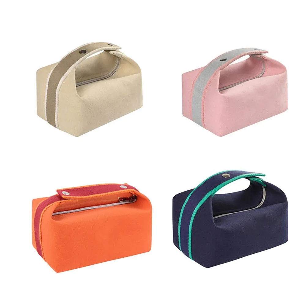 sac en toile à main portable simple avec nom brodé personnalisé, sac de maquillage personnalisé pour femmes, sac de rangement étanche, trousse de toilette