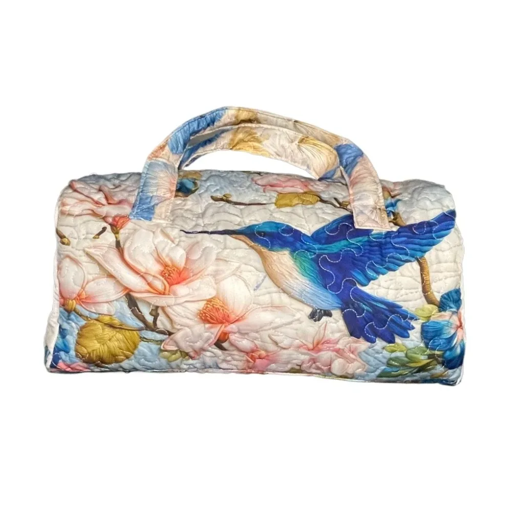 sac de voyage matelassé 3d de luxe pour femmes, imprimé oiseau magnolia, sac à main léger, sac de week-end, sac de voyage pour le travail