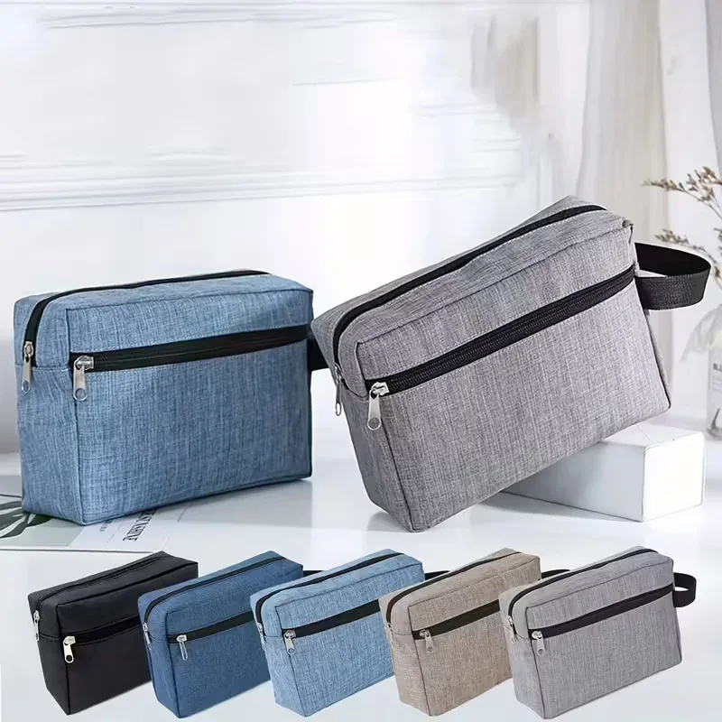 sac de toilette multifonctionnel pour homme, sac de rangement à fermeture éclair de grande capacité, sac de rasage et de cosmétiques portable