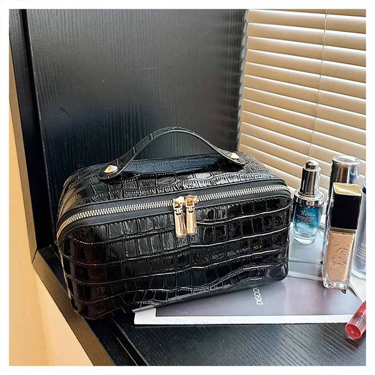 nouvelle trousse de toilette de voyage haut de gamme, de niche, grande capacité, pratique, avec motif écorce, et sac de rangement à motif pierre cosmétique