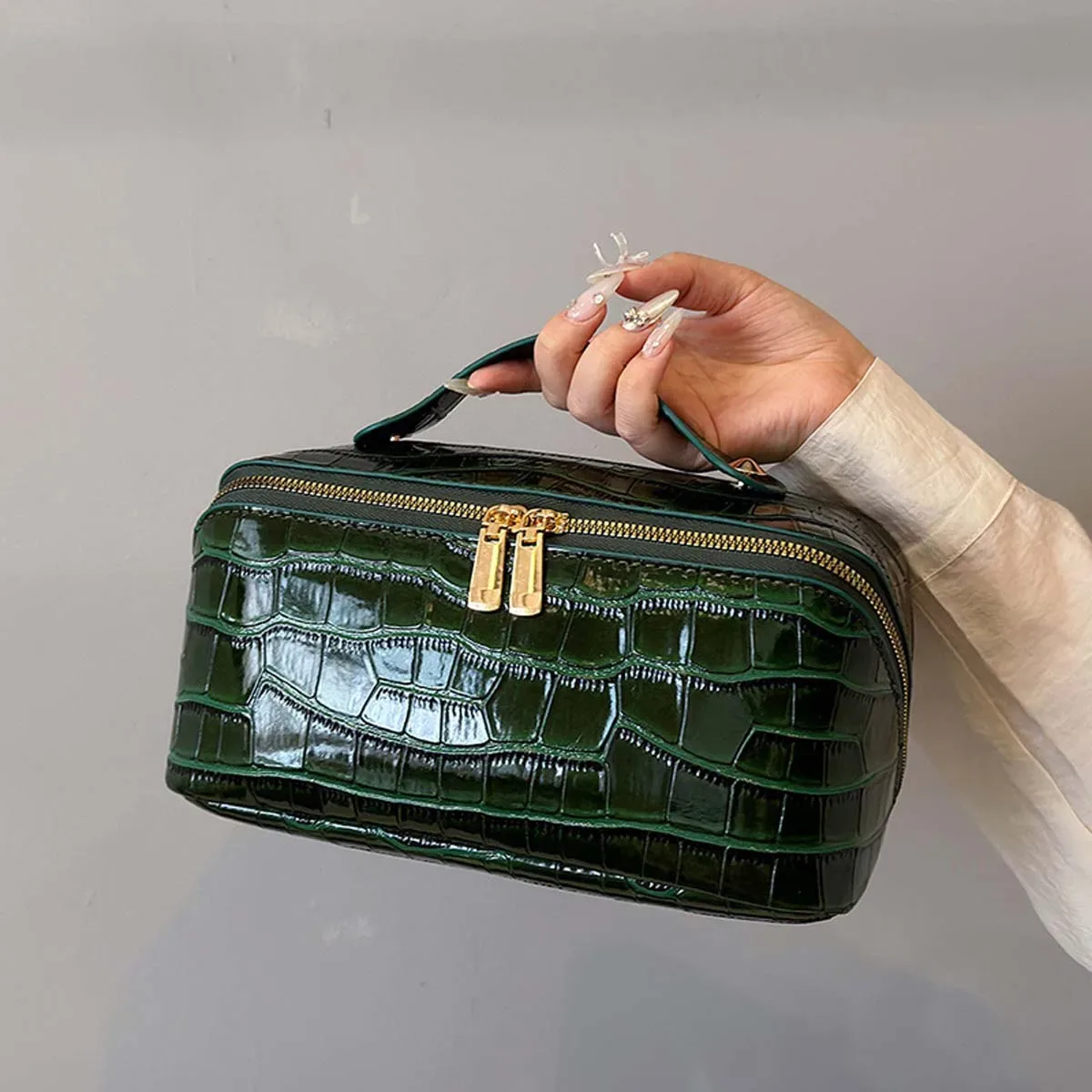nouvelle trousse de toilette de voyage haut de gamme, de niche, grande capacité, pratique, avec motif écorce, et sac de rangement à motif pierre cosmétique