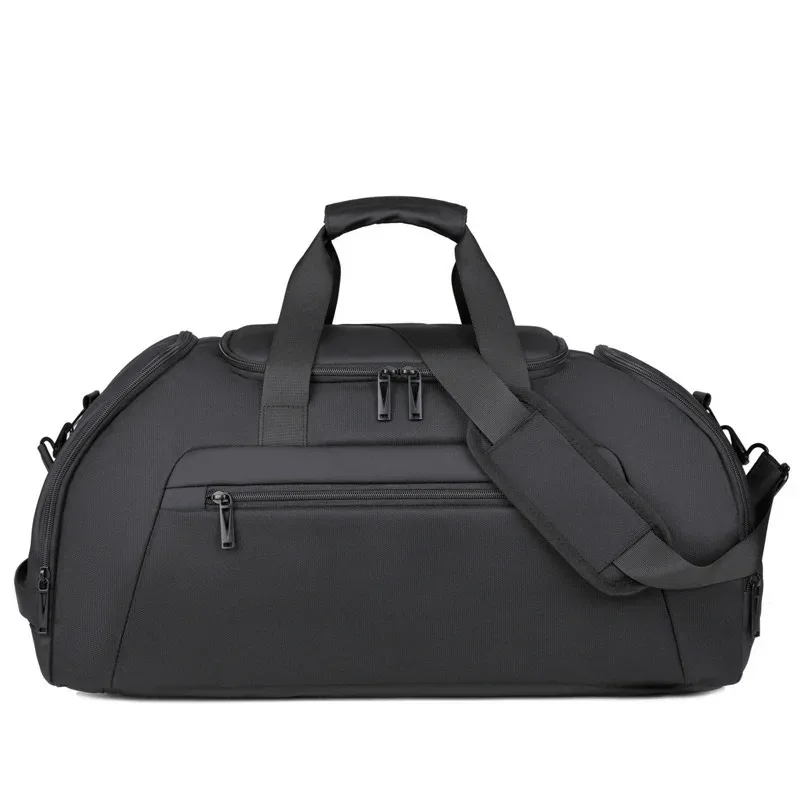 sac de voyage grande capacité avec logo personnalisé pour hommes, sac de sport imperméable pour les voyages en plein air, sac à dos avec compartiment à chaussures et possibilité d'impression de nom.