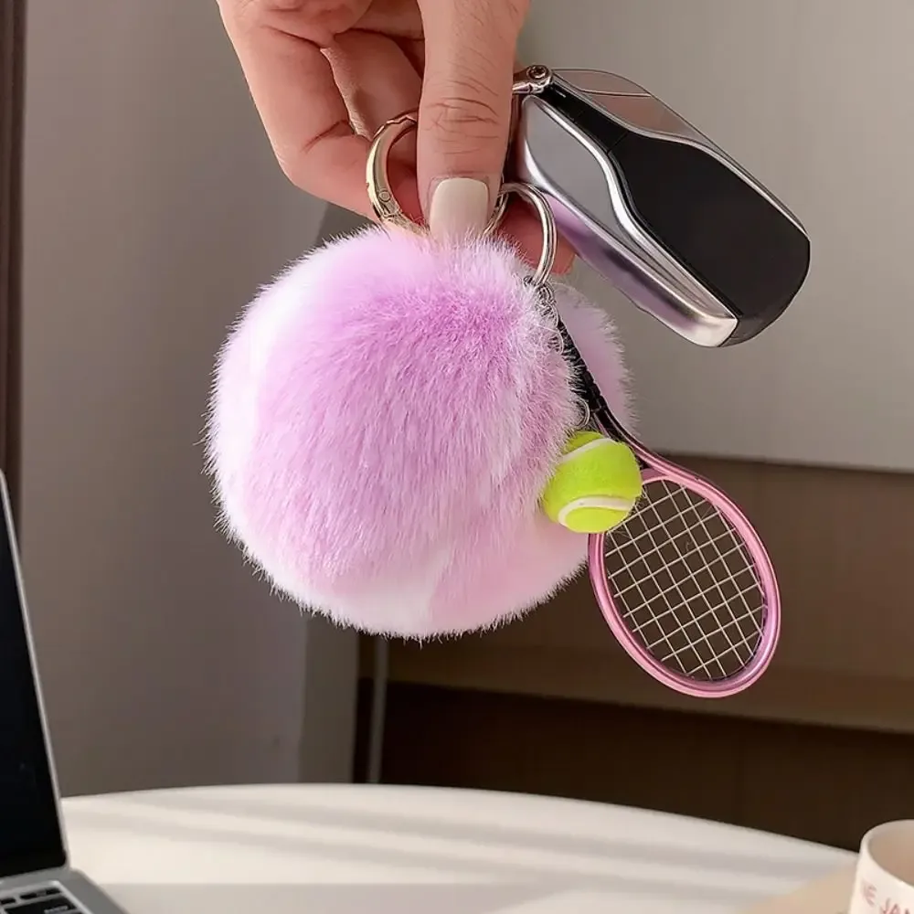 porte-clés de tennis créatif et mignon, accessoires pour clés, pendentif de sac à dos en forme de balle de dessin animé, porte-clés en fourrure de tennis souple diy, cadeau pour fille