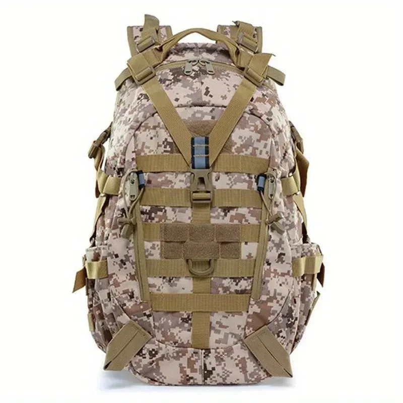 sac dos nylon camouflage vert marron beige grande taille poches molle survie voyage sport aventure