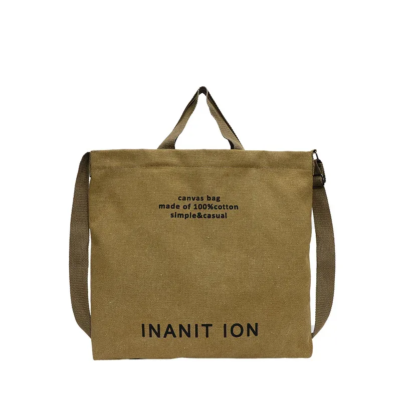 sac bandoulière minimaliste japonais en toile, épais et lavable, grande capacité, pour étudiants et usage quotidien