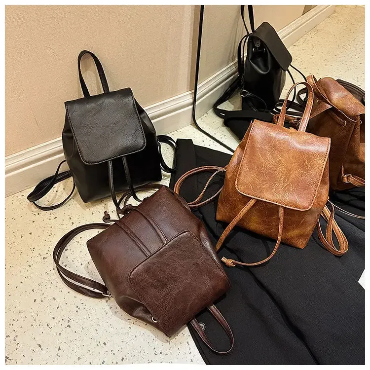 sacs à main vintage en cuir pu pour femmes, couleur unie, pour collégiennes, compacts et légers, sacs à bandoulière décontractés pour femmes