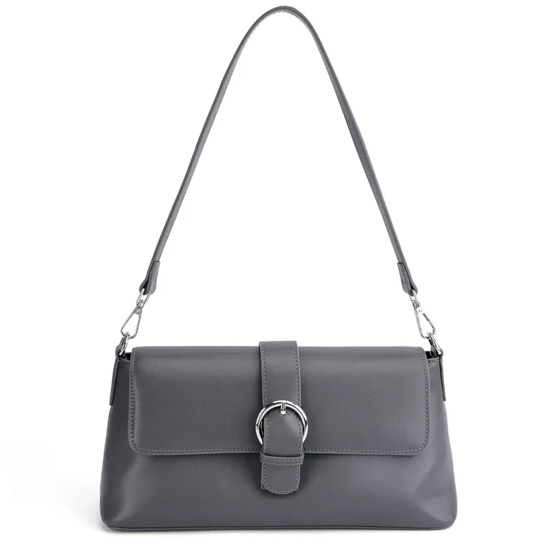 sac bandoulière léger en cuir véritable pour femme, couleur unie, petit sac à l'épaule de luxe, sac messager léger de créateur