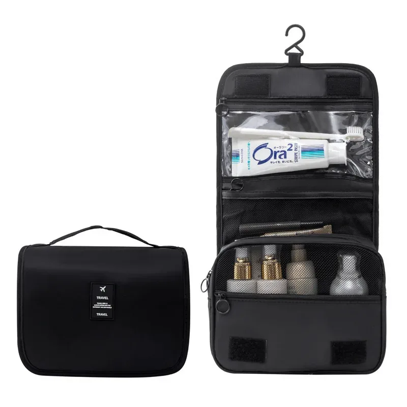 trousse de toilette suspendue pour voyages d'affaires, trousse de maquillage portable de grande capacité pour soins de la peau, sac de rangement pliable avec séparation sèche et humide