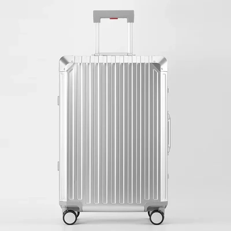 valise de luxe pour hommes d'affaires en alliage d'aluminium-magnésium à 100 %, avec roulettes pivotantes, serrure tsa, pour voyages, 20/24/26/29 pouces