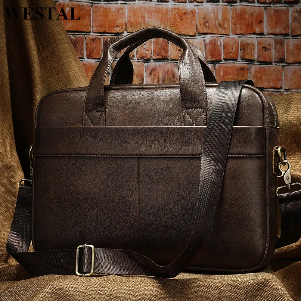 westal sac pour hommes en cuir véritable hommes porte-documents pour ordinateur portable 14 messager hommes sac en cuir portefeuille d'affaires pour document a4 7022