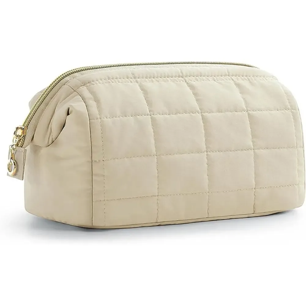 trousse à cosmétiques de voyage grande capacité pour femme, trousse de maquillage large ouverte, trousse de maquillage rembourrée, trousse de toilette solide, document gonflé