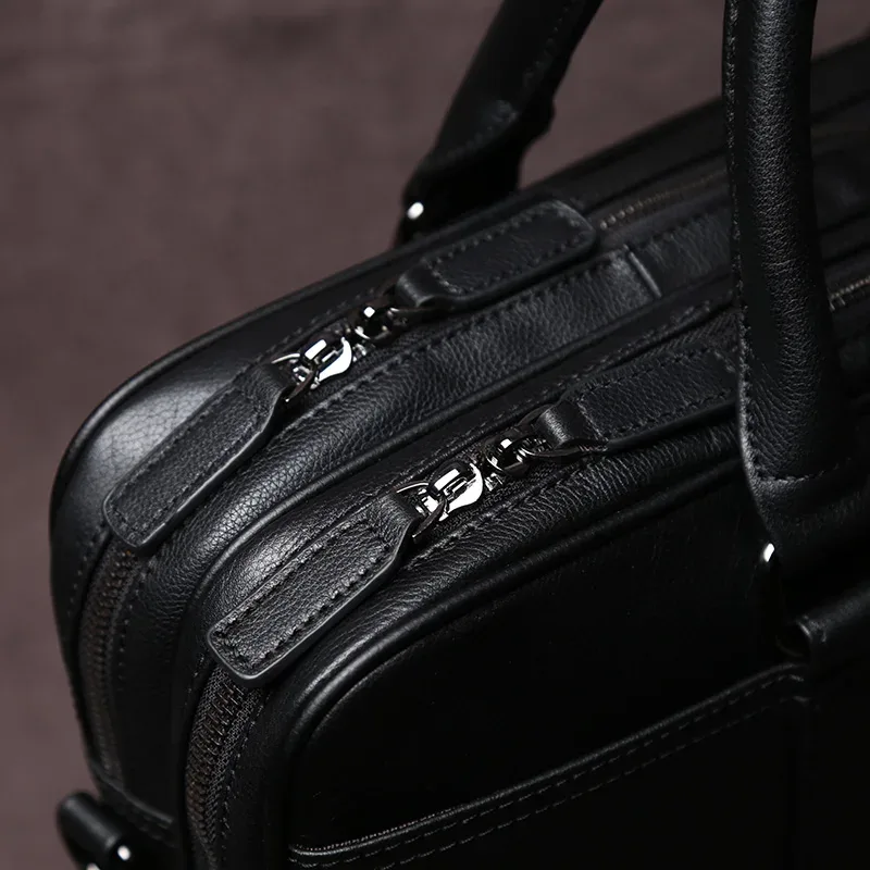 sac à main rétro en cuir véritable pour hommes, mallette messager horizontale de grande capacité, sac d'ordinateur d'affaires en cuir de vache à première couche