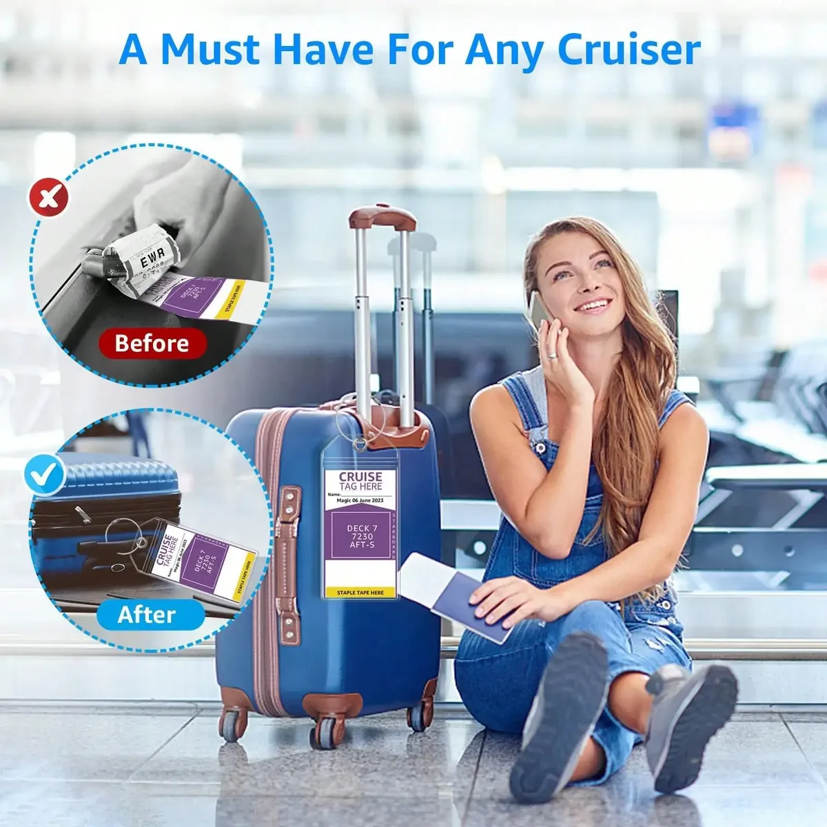 étiquette de bagage pour bateau de croisière (sans carte intérieure en papier) – étiquette de bagage étanche, panneau anti-perte, dispositif super performant