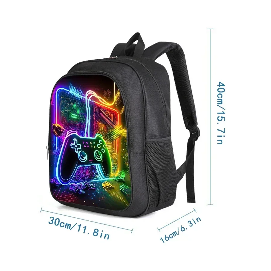 sac à dos double couche gamepad pour garçons et filles, meilleurs cadeaux, sac à dos scolaire dessin animé 2d pour enfants