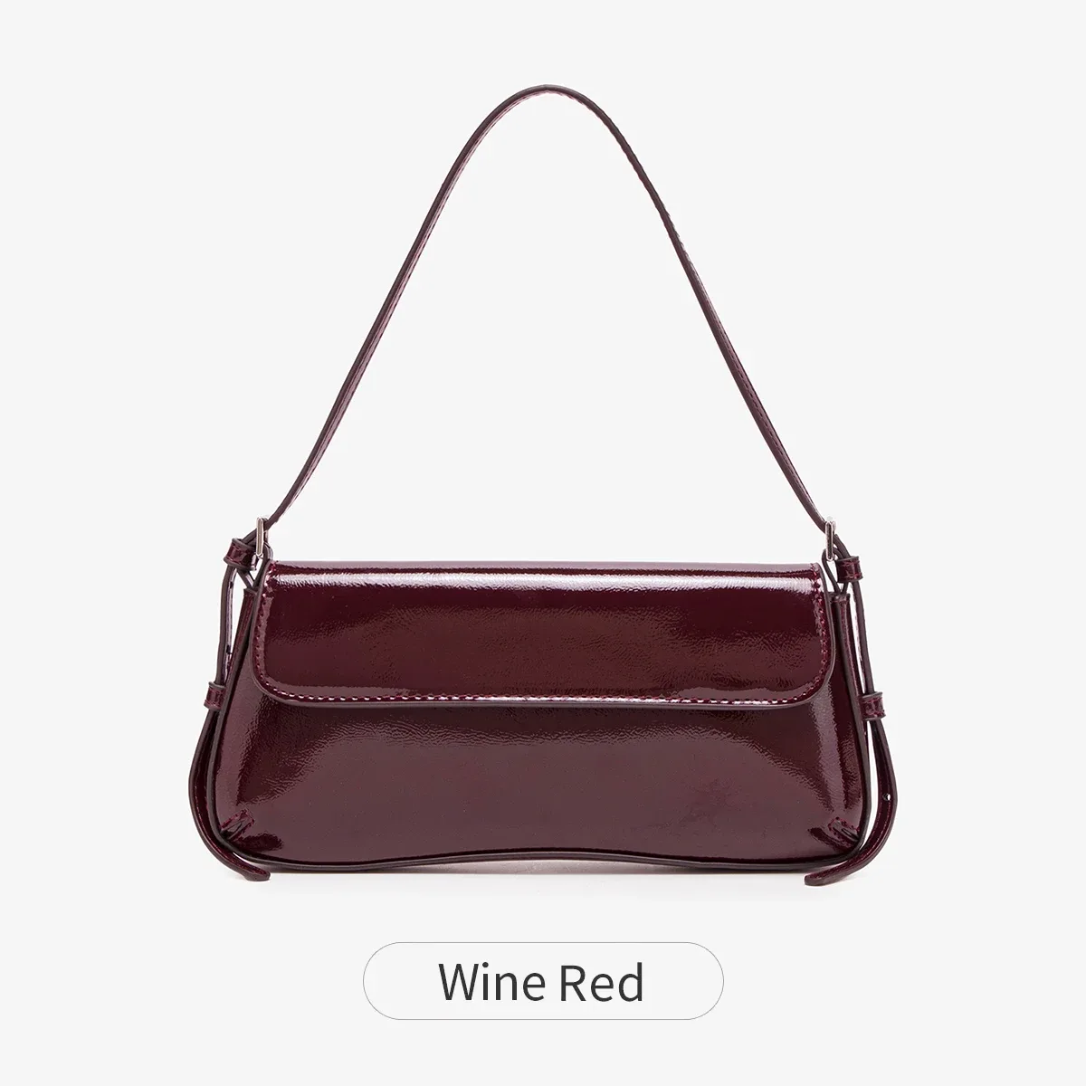 sac à bandoulière brillant pour femmes, élégant et stylé, sac à main rouge vin, petit sac sous le bras, pochette polyvalente de couleur unie