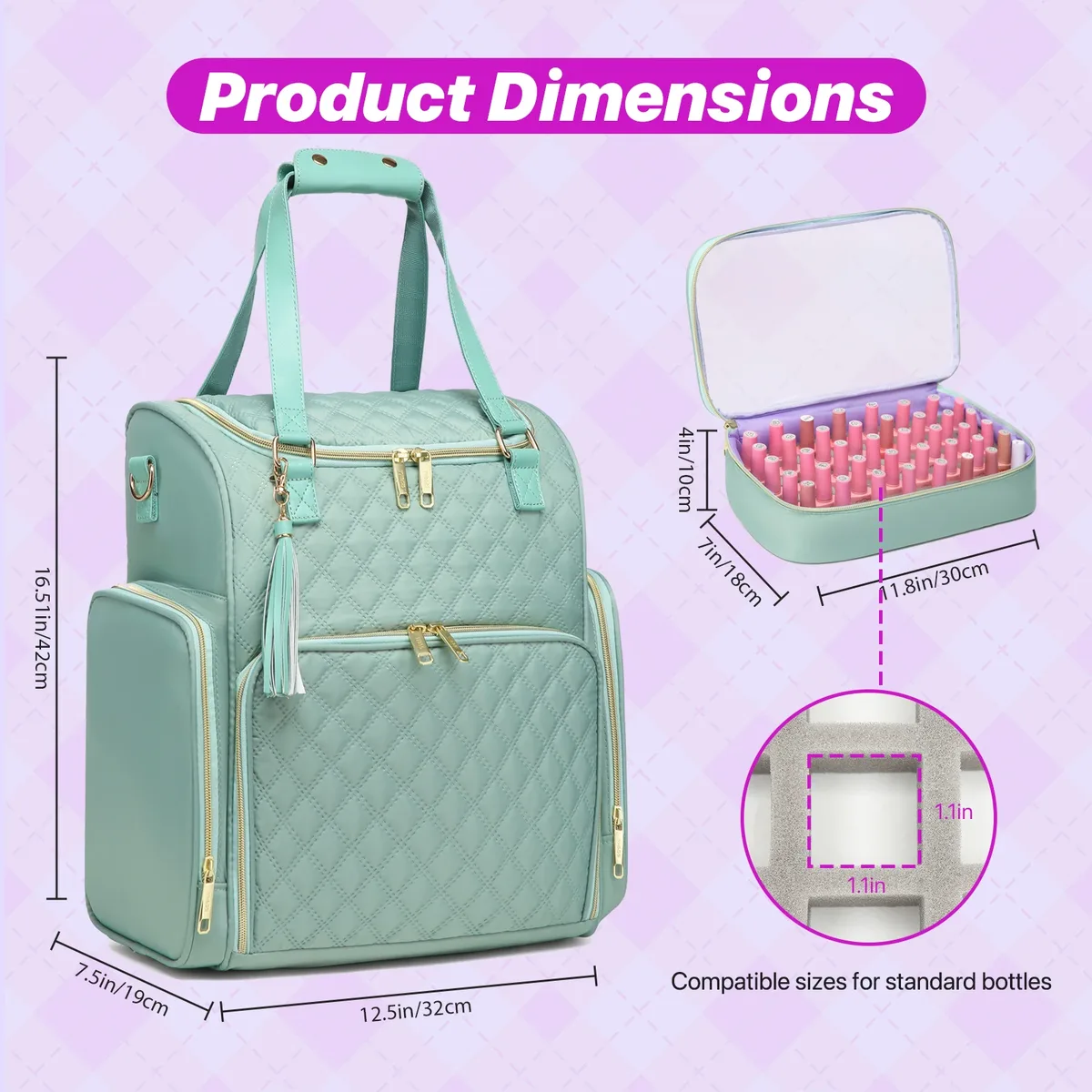 sac à dos organisateur de vernis à ongles, multi-compartiments, pour accessoires de manucure, outils de coupe-ongles, sac de transport pour accessoires de nail art, capacité 80+