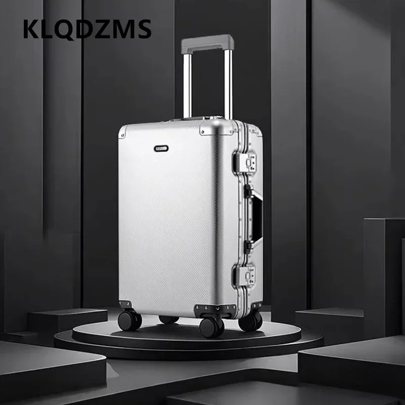 klqdzms – valise de cabine en alliage d'aluminium et de magnésium, 20 pouces, de haute qualité, pour hommes et femmes, valise d'affaires à roulettes