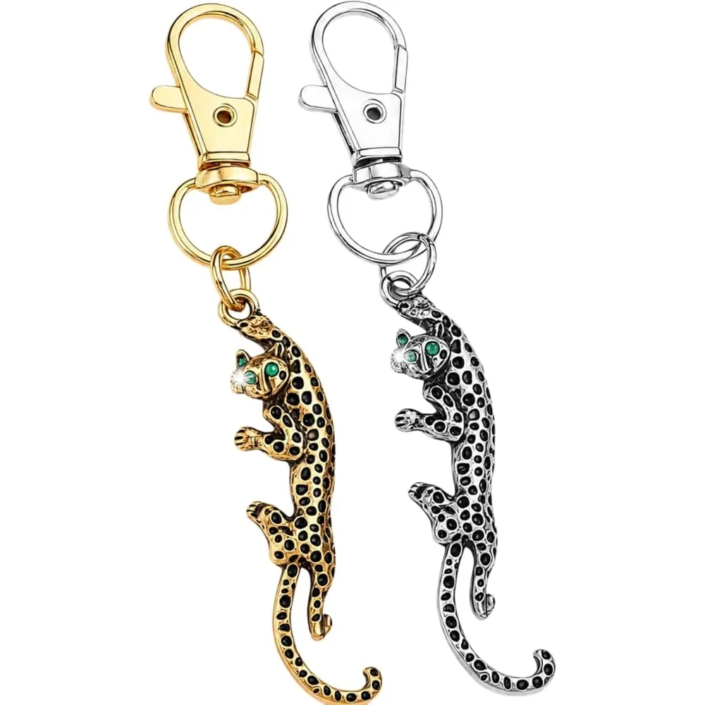 porte-clés panthère en métal cool pour hommes, breloque de sac léopard, pendentif animal creux, anneau de clés robuste, accessoires de luxe pour sac à dos