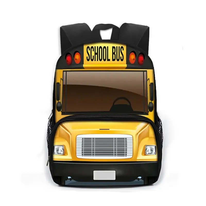 sac à dos imprimé dessin animé de police, voiture, bus, pelle, camion, sac de jour pour enfants, sac de livre pour écoliers de maternelle