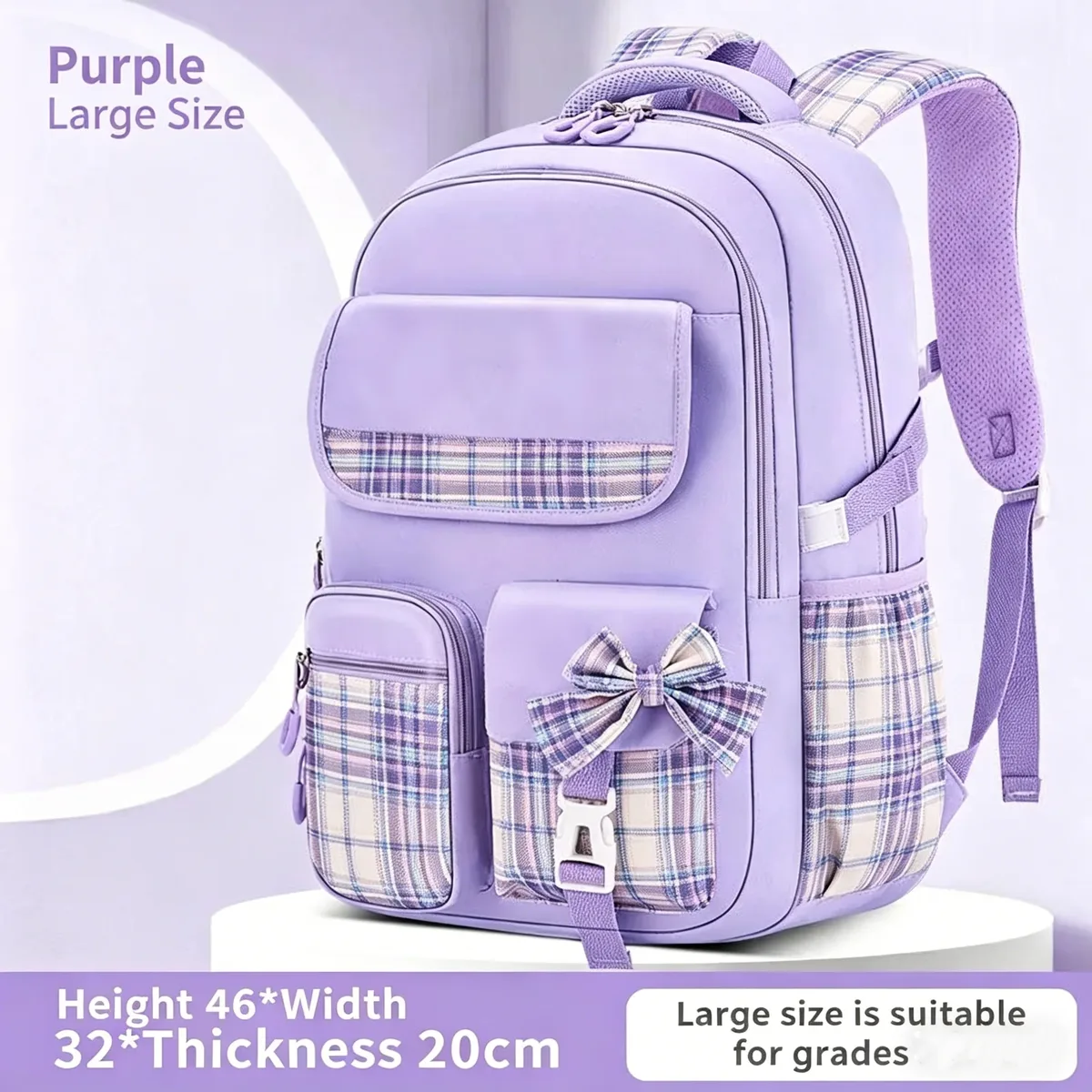 sac à dos à carreaux pour protection de la colonne vertébrale, ergonomique, pour élèves du primaire, filles, grande capacité, léger et étanche