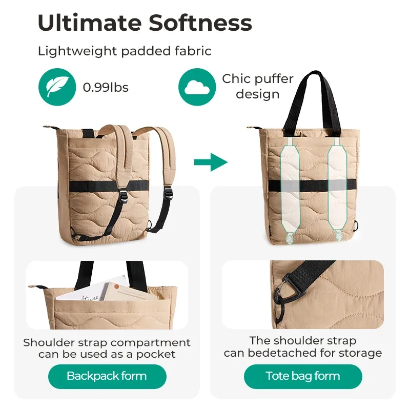 sac dos nylon beige noir réversible pochette lateral poignée amovible plissé universitaire grande capacité