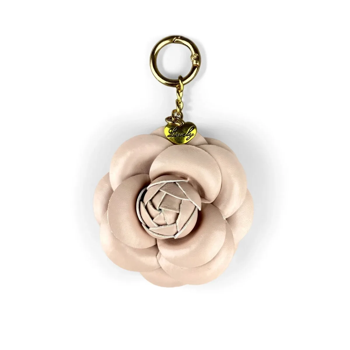 porte-clés élégant en cuir pu avec camélia, pendentif floral pour sac à dos, sac à main, breloque florale, cadeau pour femme, décoration esthétique