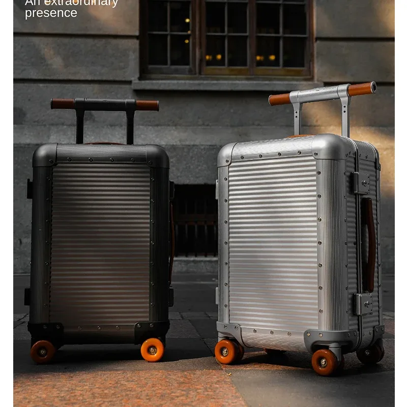 Nouvelle valise en alliage d'aluminium-magnésium, 20 pouces, type TT, avec barre de traction et serrure TSA, valises métalliques 24/26 pouces
