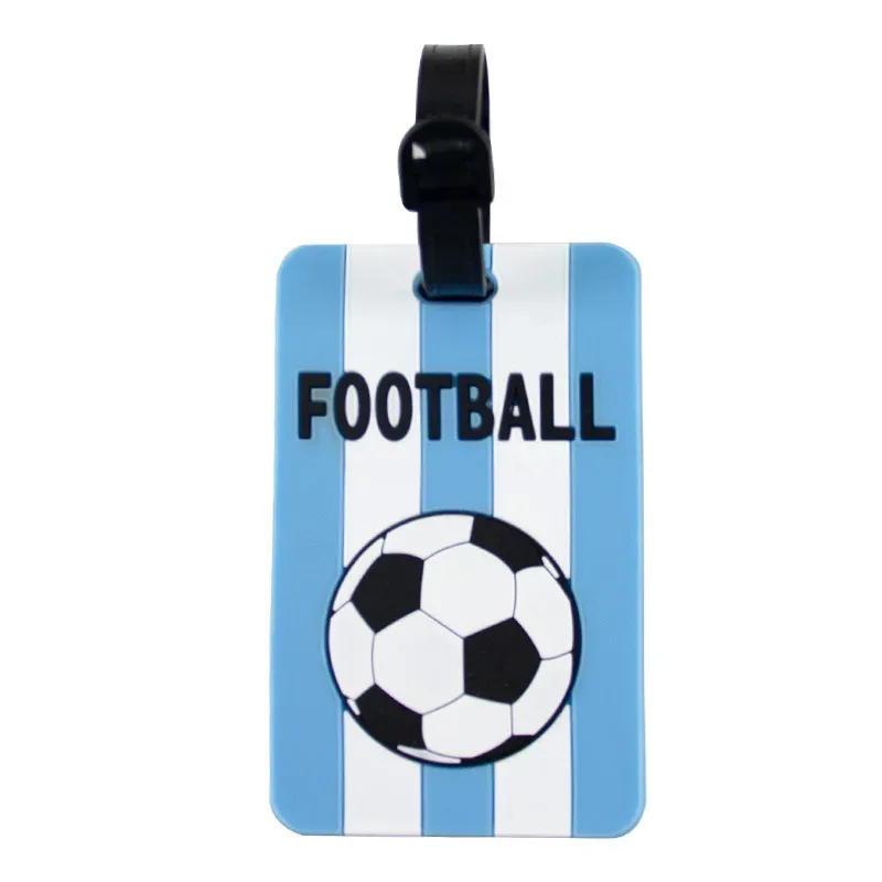 nouveau football pvc étiquette de bagage de voyage femmes hommes carte d'embarquement étiquettes de bagages étiquettes de valise nom id adresse étiquette étiquette de bagage