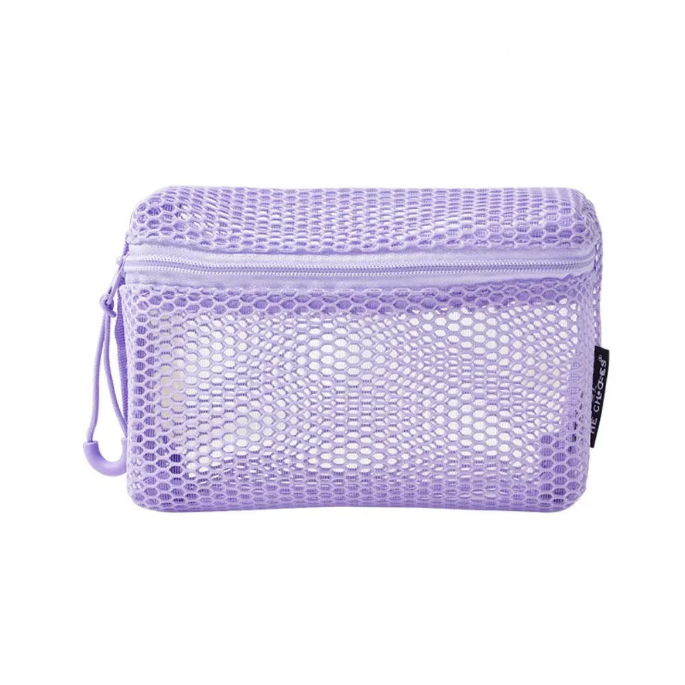 pochette de rangement en nylon décontractée, à main avec fermeture éclair, sac à cosmétiques, pochette de voyage en maille polyvalente