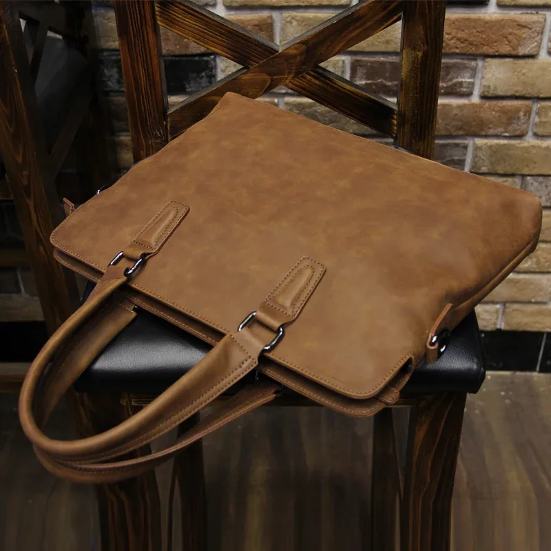 sacs pour hommes en cuir pu crazy horse, mallette d'affaires vintage, sacs de voyage pour hommes, sac fourre-tout pour ordinateur portable, sac pour homme