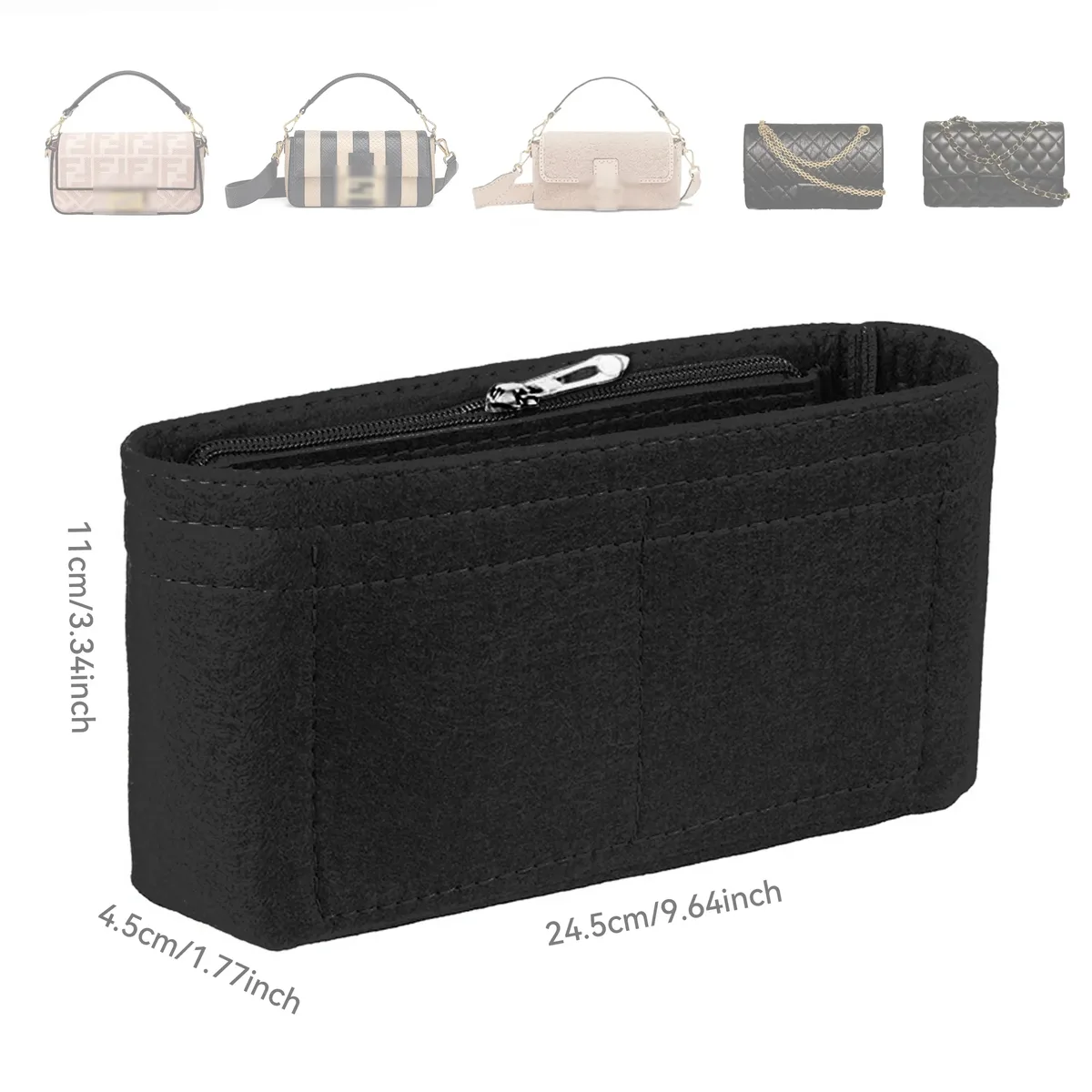 organisateur de sac en feutre, organiseurs de maquillage, doublure idéale pour les sacs à main de marque pour femmes et les trousses de cosmétiques