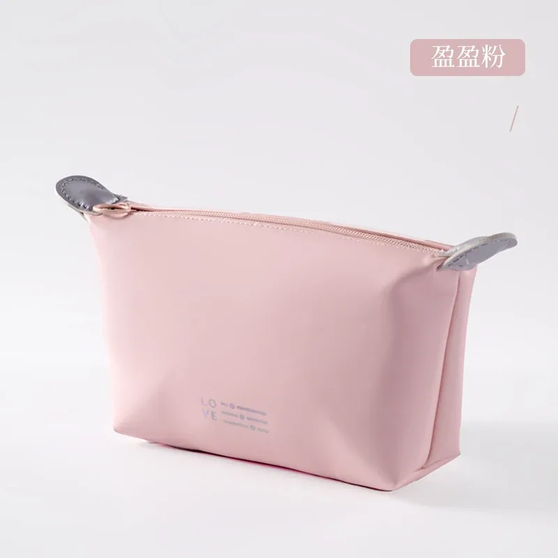 trousse pu leather solid color zip cosmétique vert pastel rose pâle gris perle petite pochette rectangulaire voyage beauté maquillage