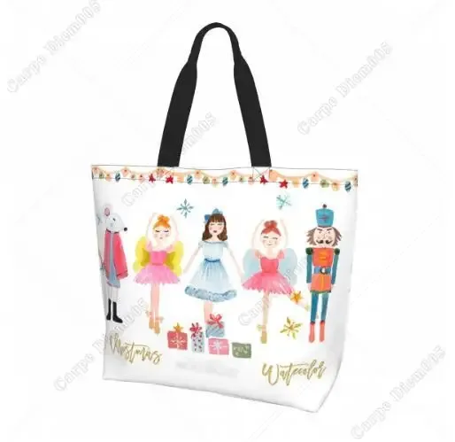 sac fourre-tout réutilisable pour femme, sac à main casse-noisette, sac à provisions, cadeau de travail, arbre de noël, marine, initié