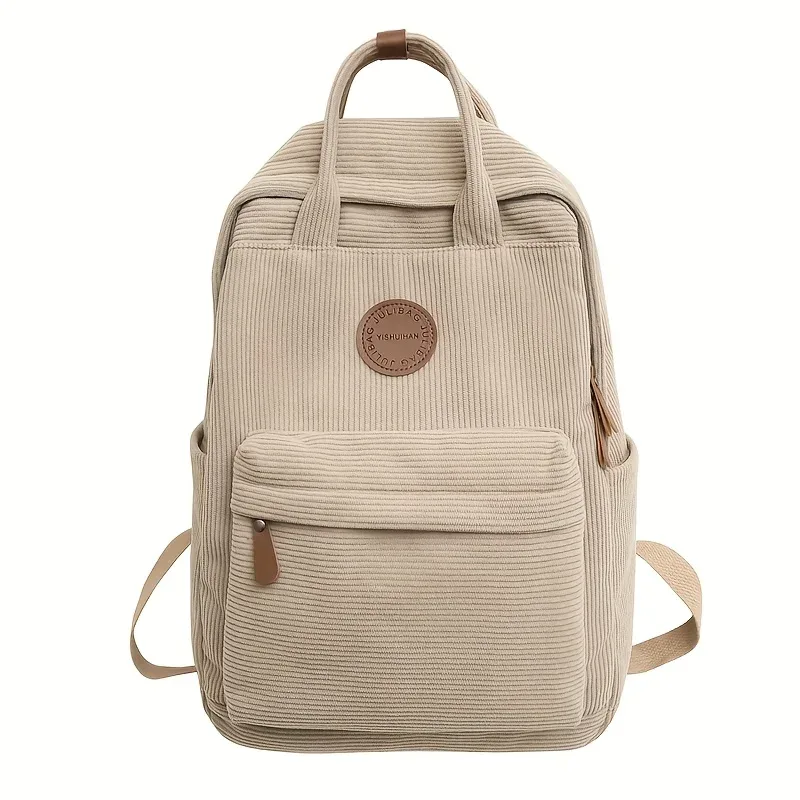 sac à dos décontracté en velours côtelé pour adolescents, 14 compartiments pour ordinateur portable, sac pour lycée et collège avec poche zippée, sacs à dos pour l'école