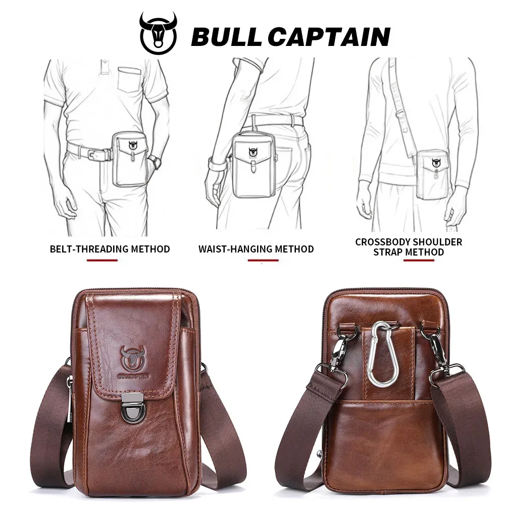 bullcaptain sac banane vintage en cuir véritable pour hommes, sac de voyage, sac banane à la ceinture, sac à bandoulière, pochette pour téléphone portable