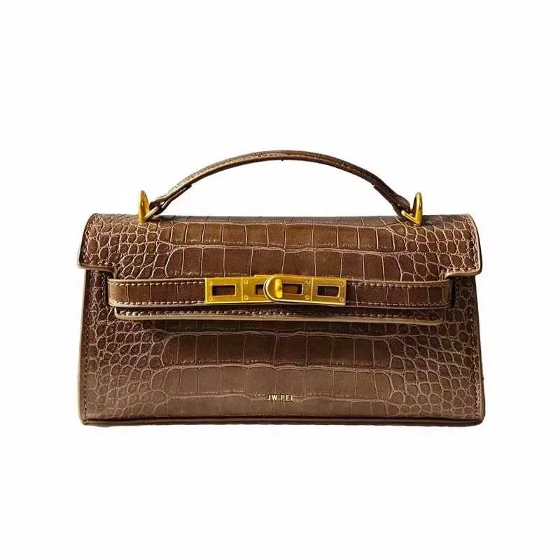 sac à main jw pei en cuir gaufré crocodile, sac de luxe convertible pour femme, sac bandoulière et sac à épaule de style nouveau