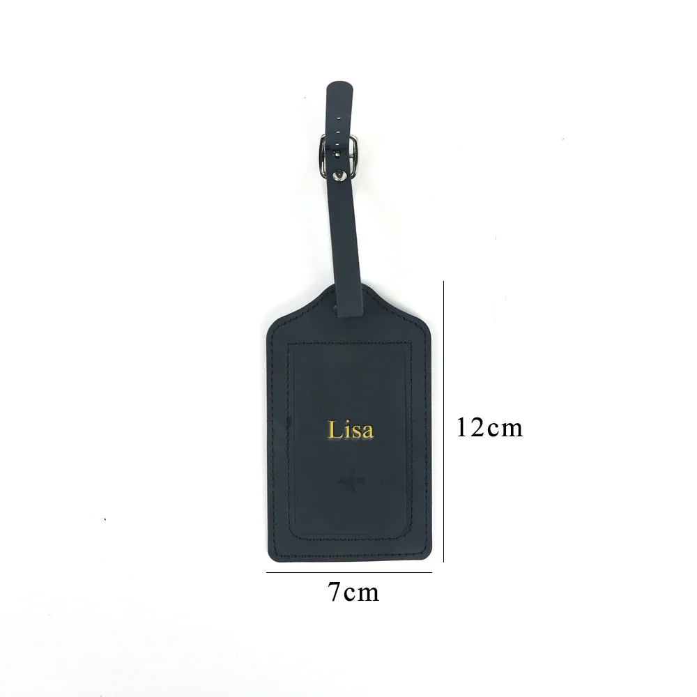 étiquette de bagage personnalisée en cuir pu avec nom, accessoire anti-perte pour voyage, carte d'embarquement en cuir