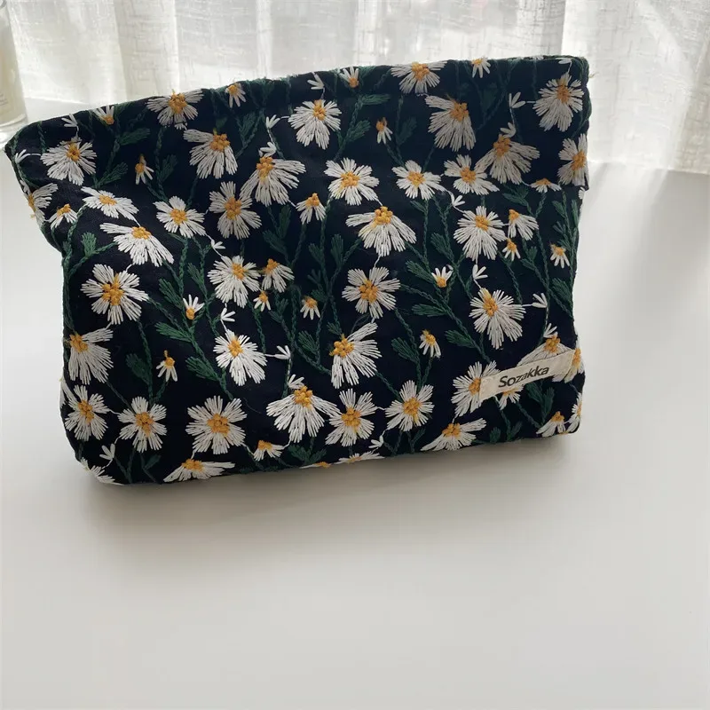 trousse à cosmétiques imprimée de fleurs pour femmes, trousse à crayons, trousse de voyage pour la présidence, trousse de maquillage florale mignonne, rouge à lèvres, pinceaux de maquillage, sac de rangement en poudres