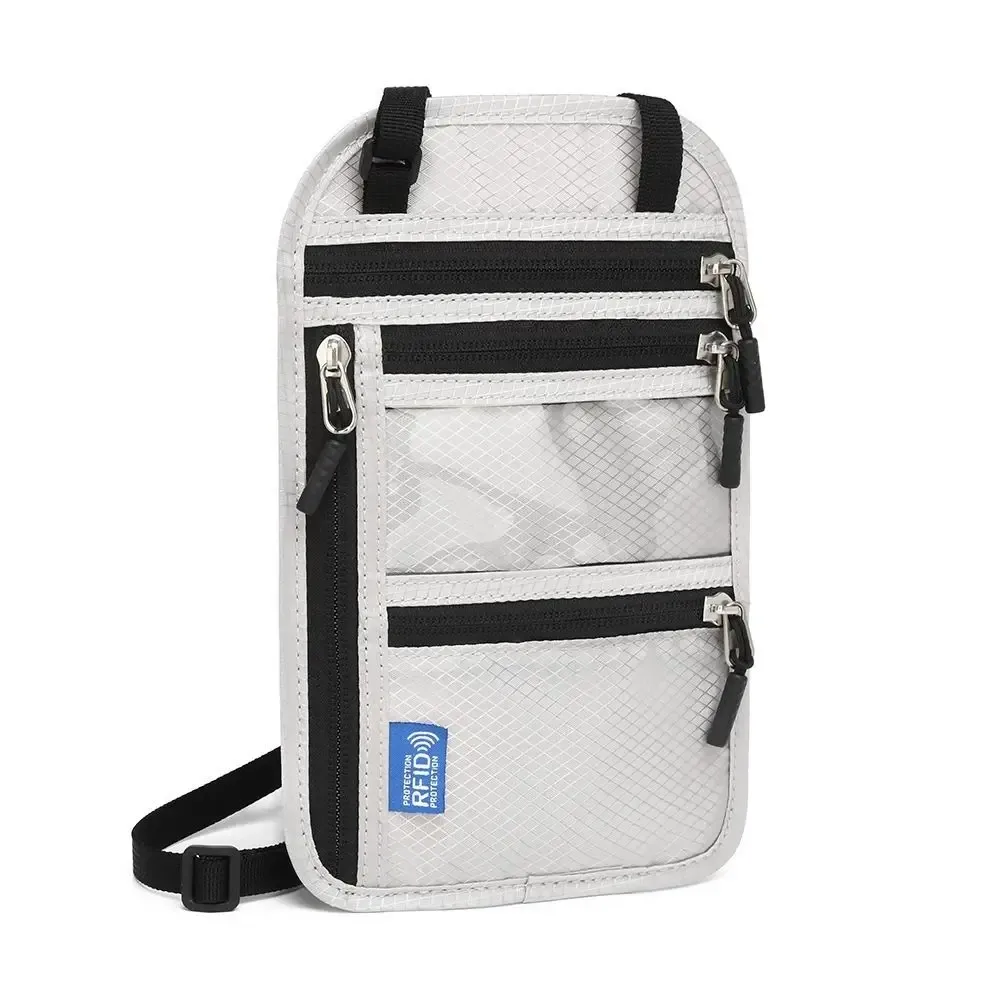 sac de voyage anti-rfid multi-poches, sac de passeport anti-vol avec sangle de cou réglable, portefeuille de cou imperméable