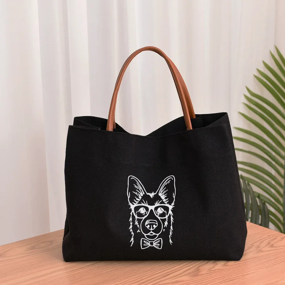sac fourre-tout en toile pour femme, sac de travail, sac de plage, sac à provisions, cadeau pour les amoureux des chiens, mode pour femme, imprimé chien teckel