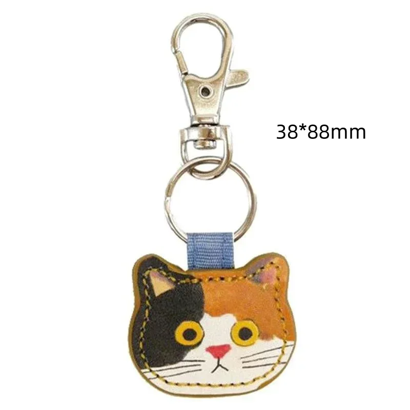porte-clés chat en cuir créatif de dessin animé mignon, pendentif, sac de chat kawaii à la mode, accessoire de décoration pour sac à dos, cadeau
