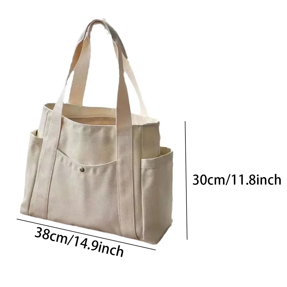 sacs fourre-tout en toile de grande capacité pour le travail, sac de transport, style collégial, tenue d'étudiant, sac à bandoulière pour livre, sac de shopping